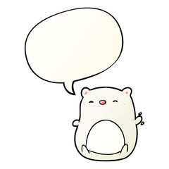 cute cartoon polar bear and speech bubble in smooth gradient style