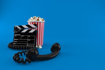 Popcorn and clapboard with telephone handset