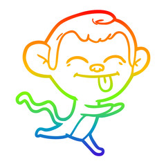 rainbow gradient line drawing funny cartoon monkey running
