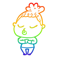 rainbow gradient line drawing cartoon calm woman