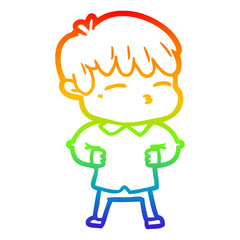 rainbow gradient line drawing cartoon curious boy