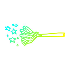 cold gradient line drawing cartoon magic broom