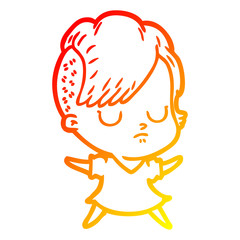 warm gradient line drawing cartoon woman