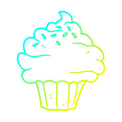 cold gradient line drawing cartoon cupcake
