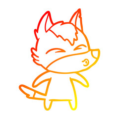 warm gradient line drawing cartoon wolf whistling