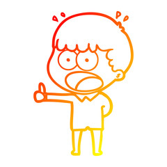 warm gradient line drawing cartoon shocked man