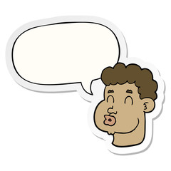 cartoon male face and speech bubble sticker