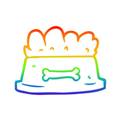 rainbow gradient line drawing bowl of dog food