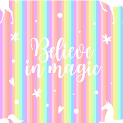 Seamless pattern with stilized unicorns. Colored illustration In pink, blue, ultraviolet colors