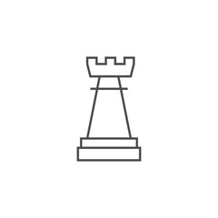 Chess Rook Thin Line Vector Icon.
