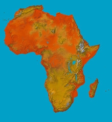 Map of Africa. Aerial view. Mixed media