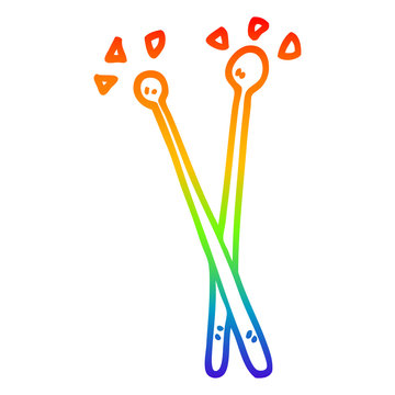 rainbow line art drumsticks clip art preview