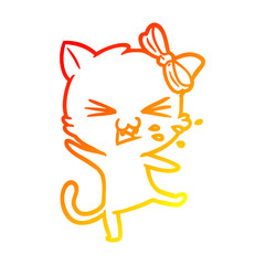 warm gradient line drawing cartoon cat