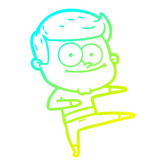 cold gradient line drawing cartoon happy man dancing