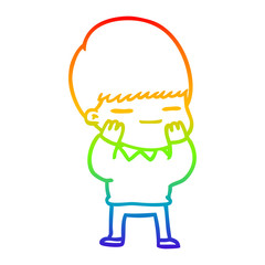 rainbow gradient line drawing cartoon smug boy
