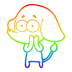 rainbow gradient line drawing cartoon unsure elephant