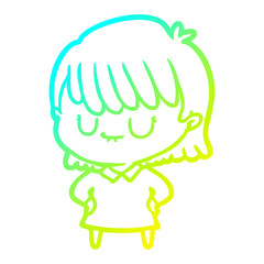 cold gradient line drawing cartoon woman