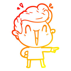 Fototapeta premium warm gradient line drawing cartoon excited man