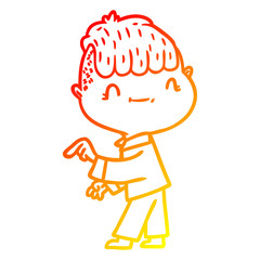 warm gradient line drawing cartoon friendly boy