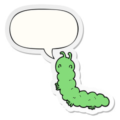 cartoon caterpillar and speech bubble sticker