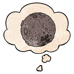 cartoon moon and thought bubble in grunge texture pattern style