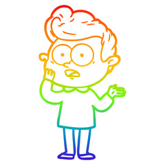 rainbow gradient line drawing cartoon staring man