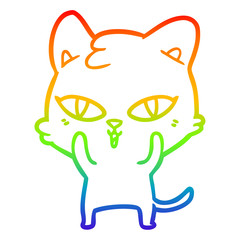 Obraz premium rainbow gradient line drawing cartoon cat