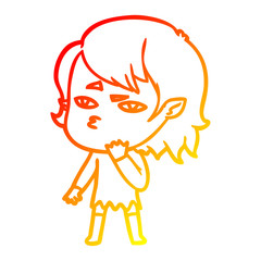 warm gradient line drawing cartoon vampire girl