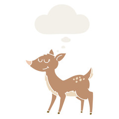 cartoon deer and thought bubble in retro style