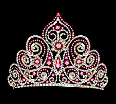 illustration crown tiara women with glittering precious stones