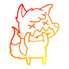warm gradient line drawing cartoon dead fox
