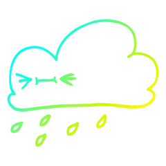 cold gradient line drawing cartoon happy grey cloud