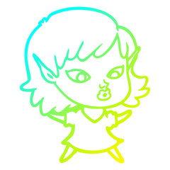 Obraz premium cold gradient line drawing pretty cartoon elf girl