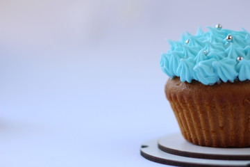 blue custard cupcake, birthday concept