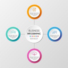 Infographic template with 4 circle elements. Vector