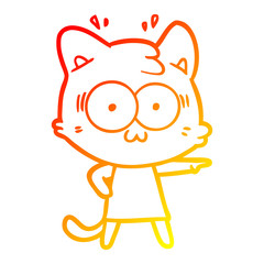 warm gradient line drawing cartoon surprised cat