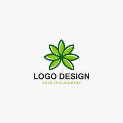 Harvest logo design vector. Leaf circle abstract design for agriculture company.