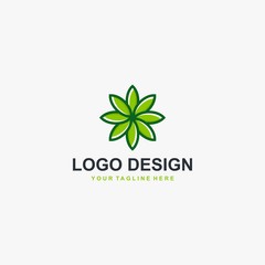 Harvest logo design vector. Leaf circle abstract design for agriculture company.