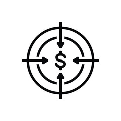 Black line icon for target 