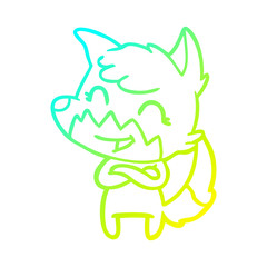cold gradient line drawing happy cartoon fox