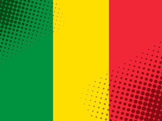 Vector image of the flag of Mali with a dot texture in the style of comics.