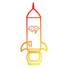 warm gradient line drawing cartoon rocket