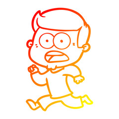 warm gradient line drawing cartoon shocked man