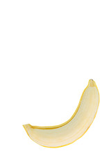 Half peeled ripe banana, Gros Michel banana isolated on white background,top view