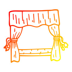 warm gradient line drawing cartoon stage curtains