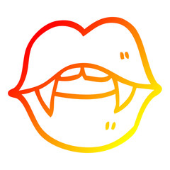warm gradient line drawing cartoon vampire mouth