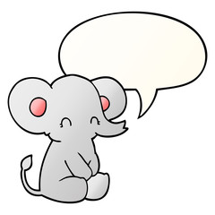 cute cartoon elephant and speech bubble in smooth gradient style