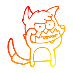warm gradient line drawing cartoon grinning fox
