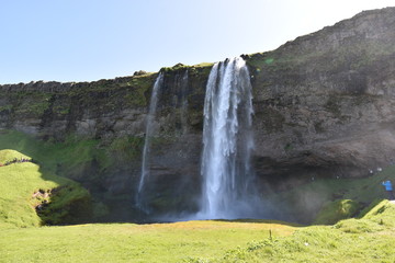 The beautiful Seljalandsfoss waterfall in the south of Iceland