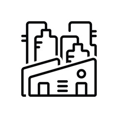 Black line icon for factory 